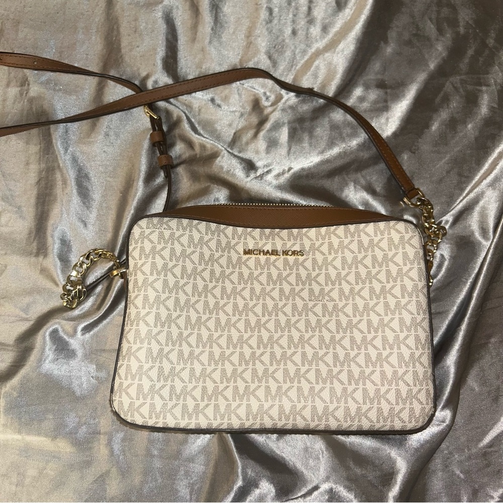 Michael Kors Tan and Cream Crossbody Bag